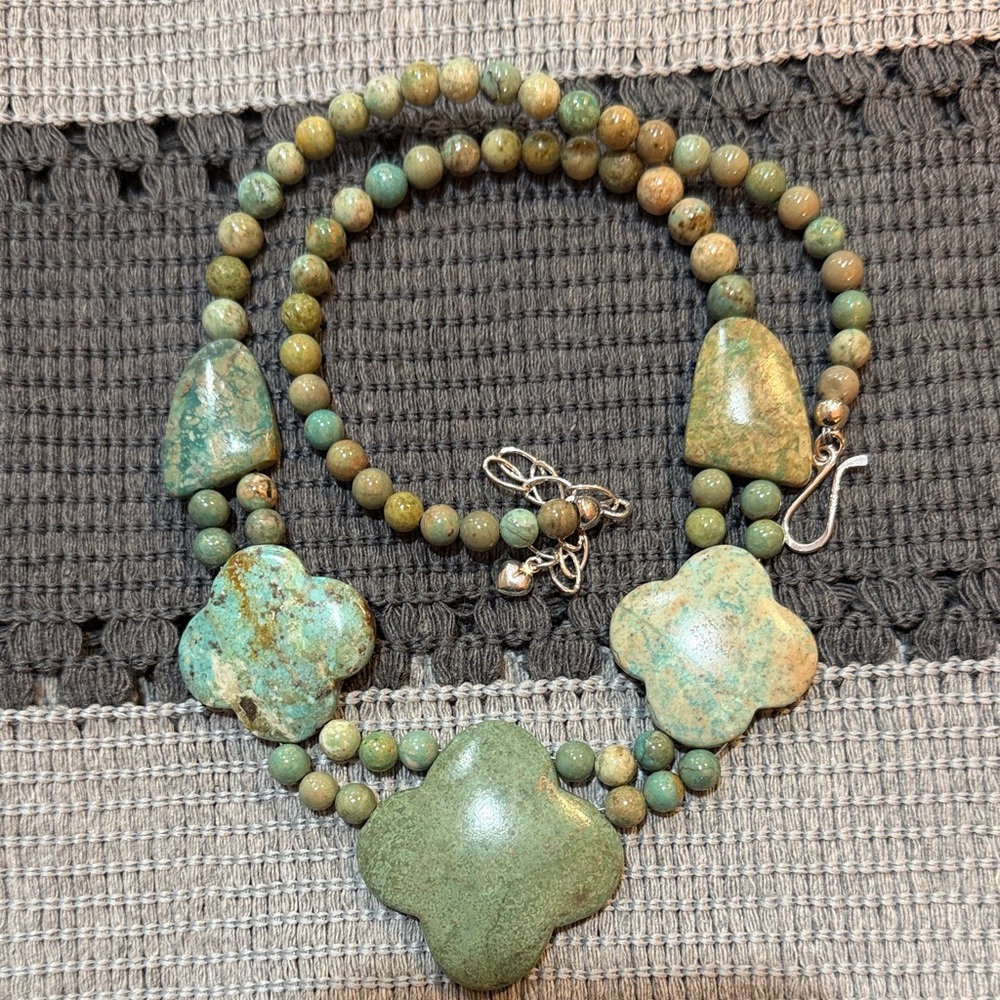 ✨ Green Jasper Statement Necklace – Sterling Silver – New ✨ - Picture 4 of 7